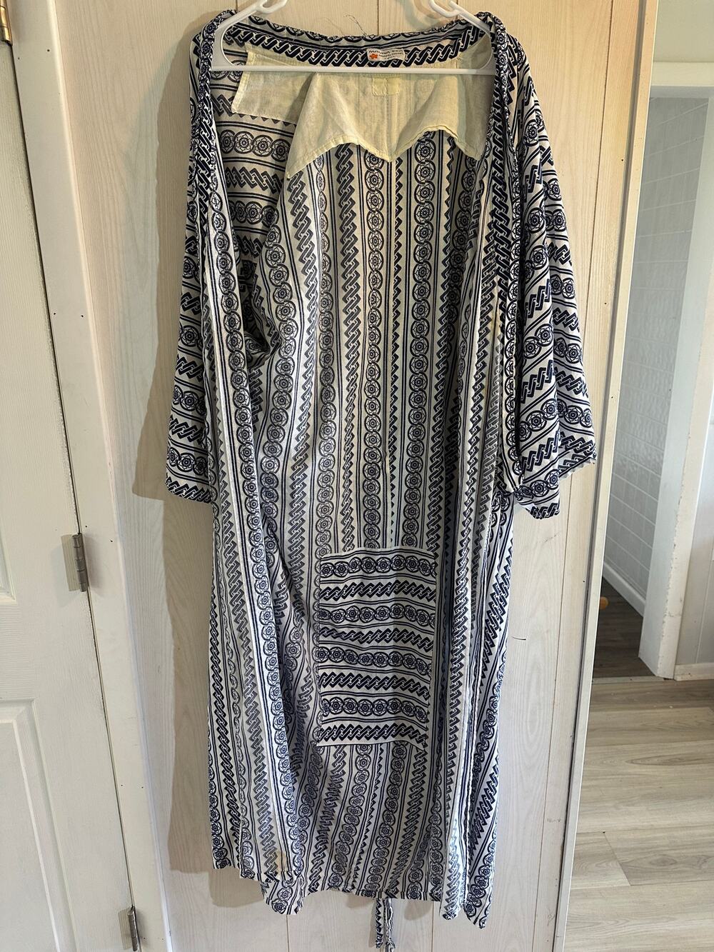 Vintage 70s Mauna Kea Beach Hotel Yukata Kimono Robe Hawaii Geometric Cotton OS